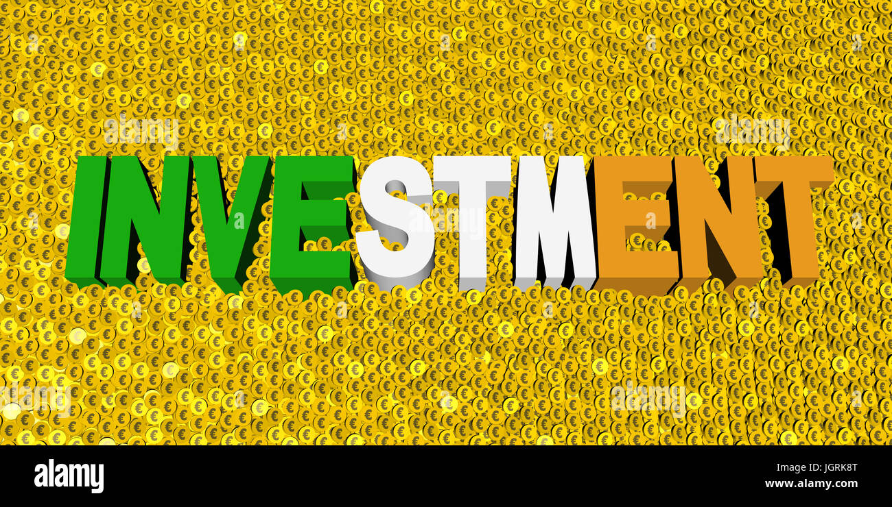 Investment text with Irish flag on coins illustration Stock Photo - Alamy