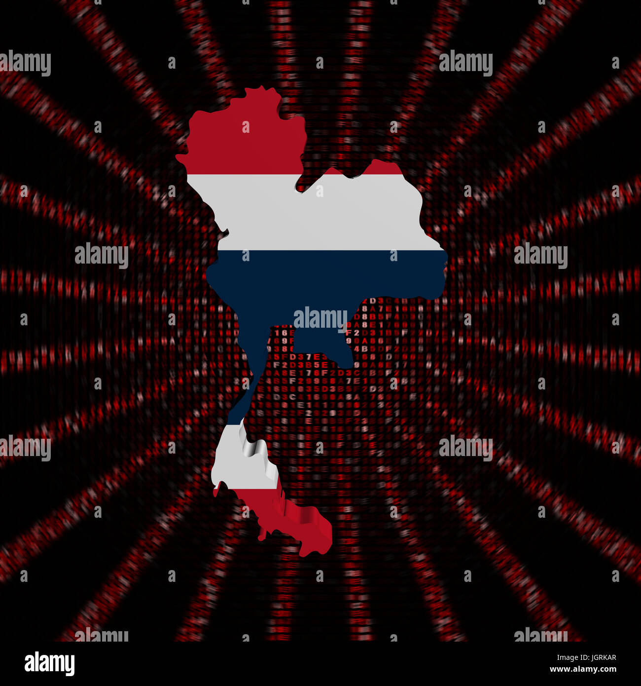 Thailand map flag on red hex code burst illustration Stock Photo Alamy