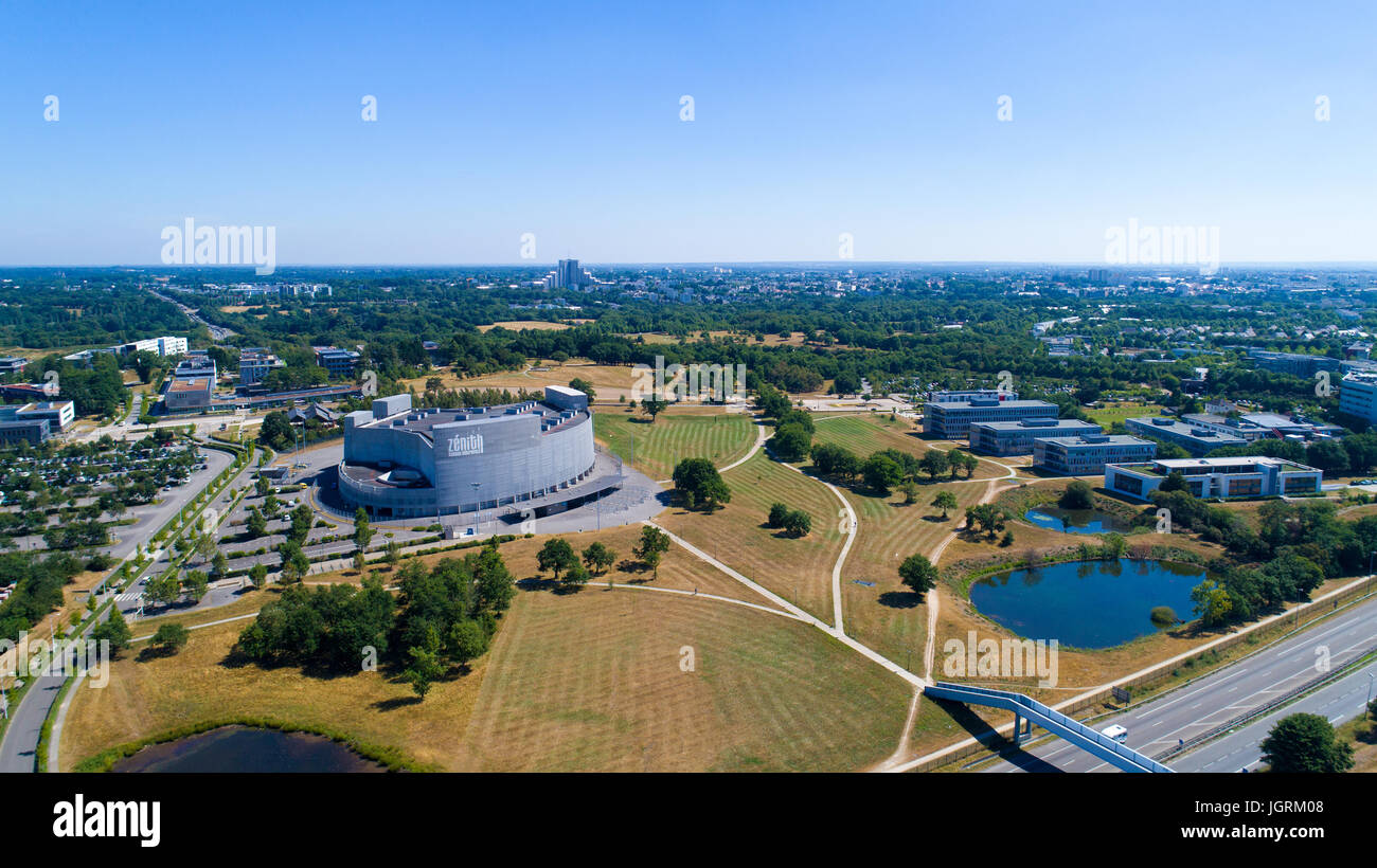 Aerial photo of Nantes Zenith concert hall, Loire Atlantique, France Stock Photo