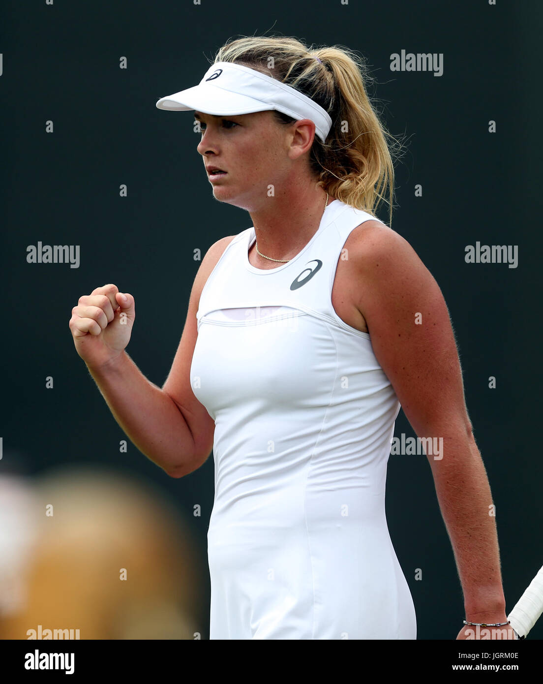 Coco Vandeweghe celebrates victory over Caroline Wozniacki on day seven