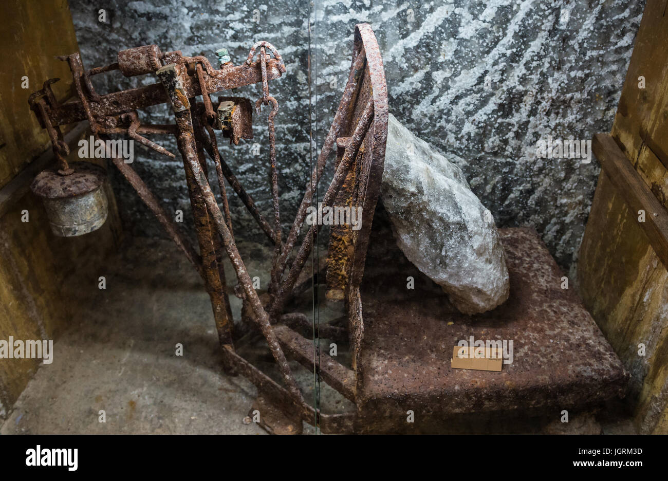 Old miners scales in Franz Josef gallery, part of Salina Turda salt mine located in the Durgau-Valea Sarata area of Turda city in Romania Stock Photo