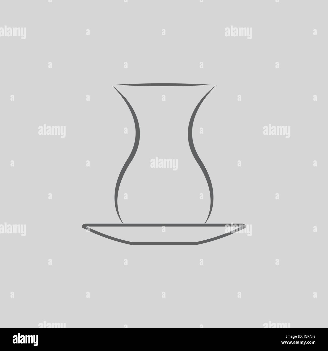 Empty glass for Turkish tea vector icon Stock Vector