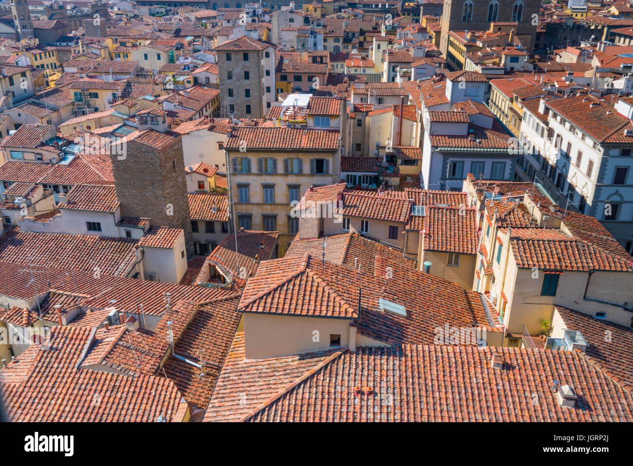 Rooftops of Florence viewed from the dome of the cathedral of Santa Maria in Florence, Italy Stock Photo
