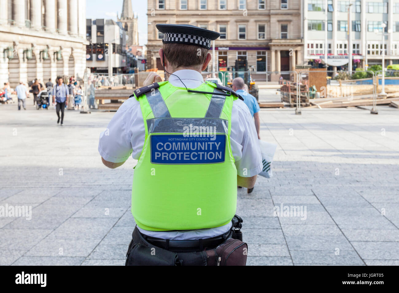 Police Community Protection Officer (CPO) on duty in Nottingham, England, UK Stock Photo