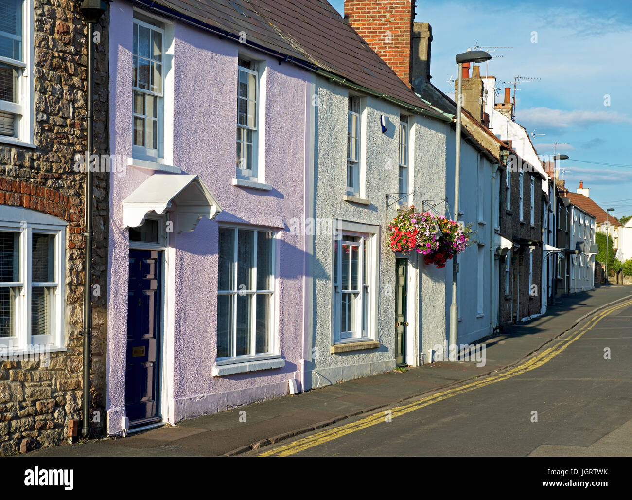 Street of terraced houses, Thornbury, Gloucestershire England UK Stock