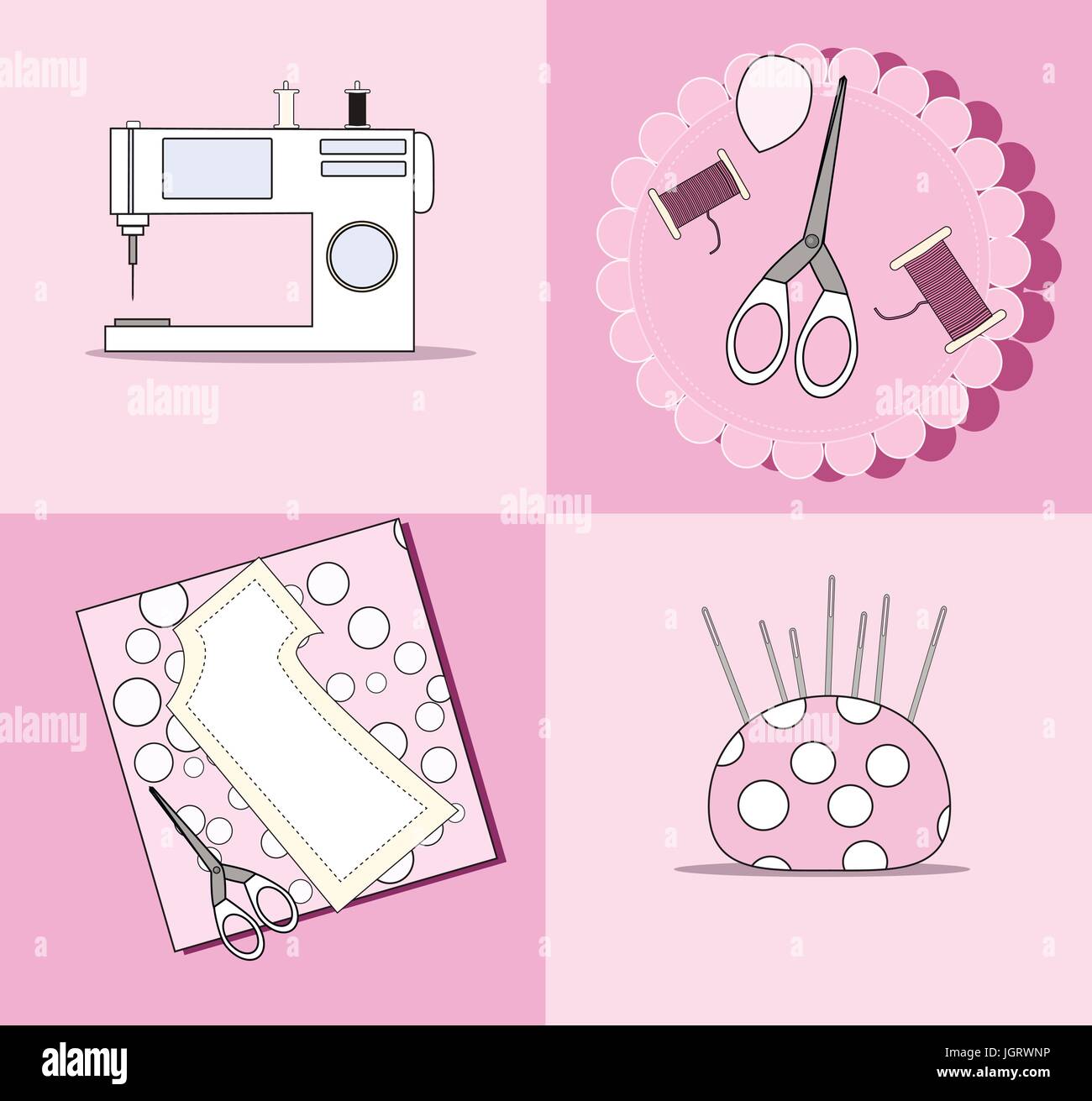 sewing machine,tools and materials sewing and needlework Stock Vector