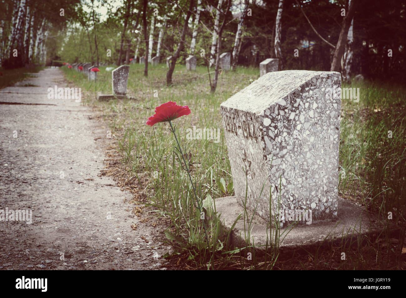 The monument to the fallen of the second world war with the assigned ...