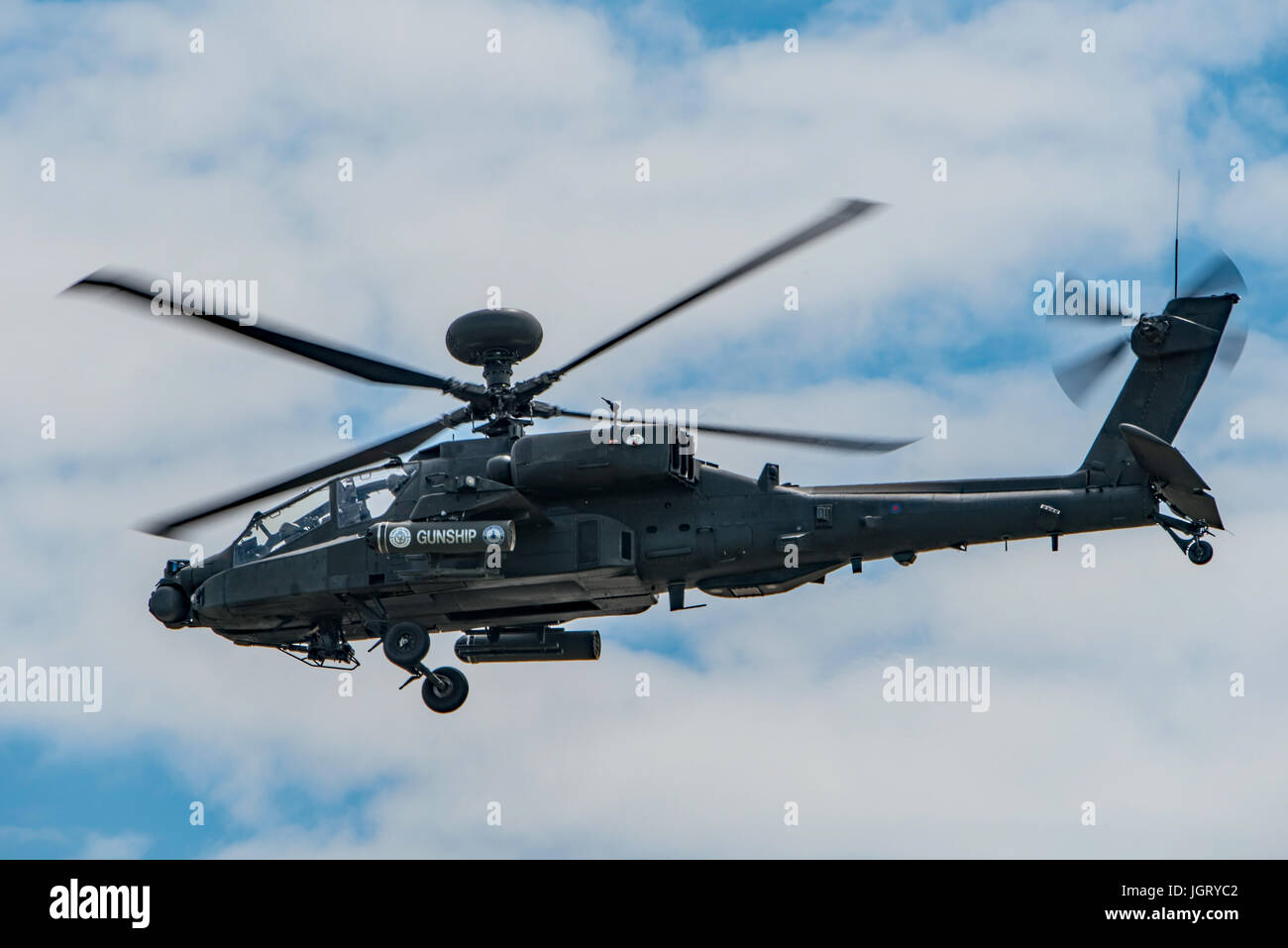 The Army Air Corps Apache AH1 displaying at the 2017 Yeovilton International Air Day. Stock Photo