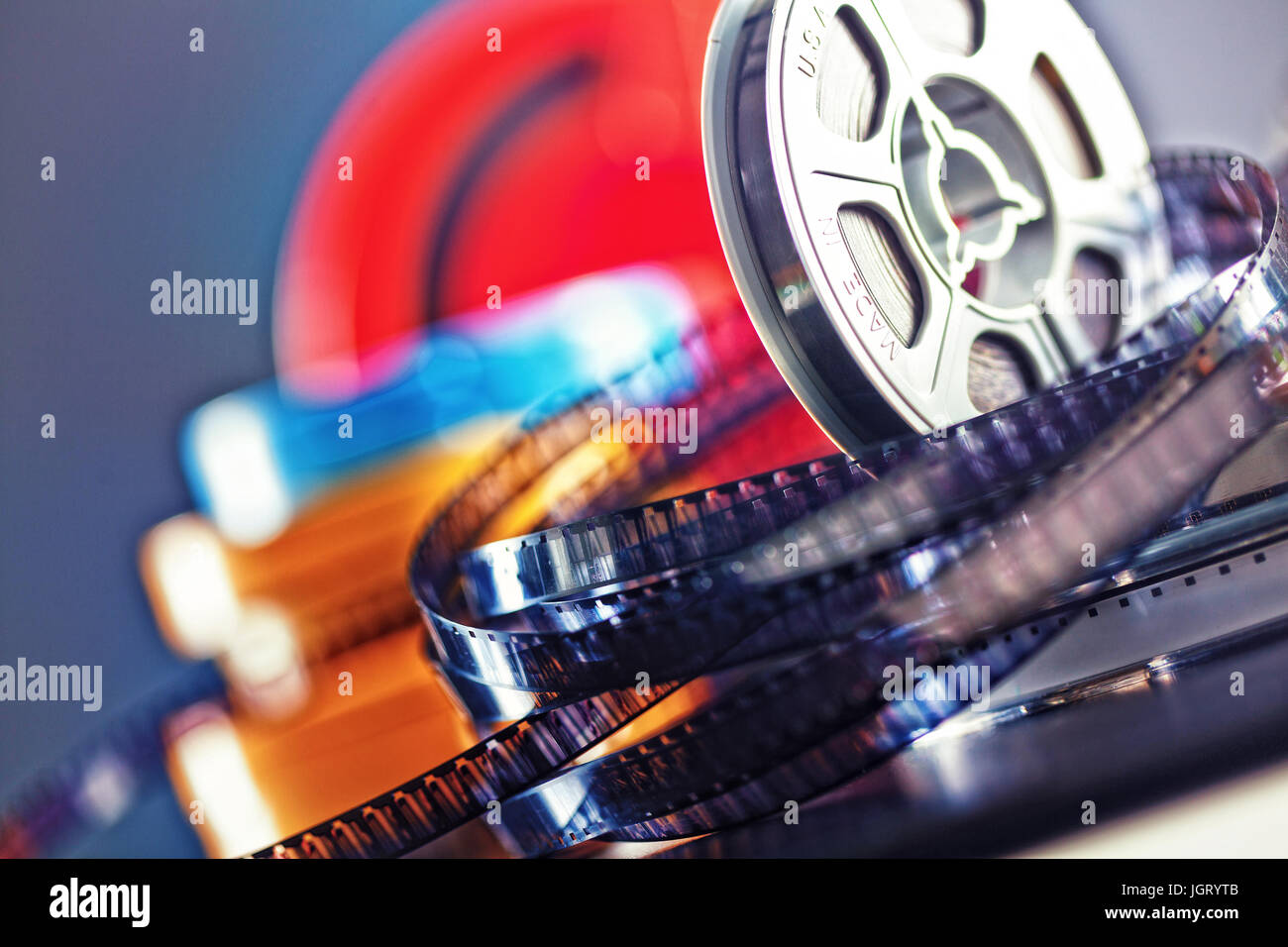 vintage 8mm film concept of movie industry Stock Photo