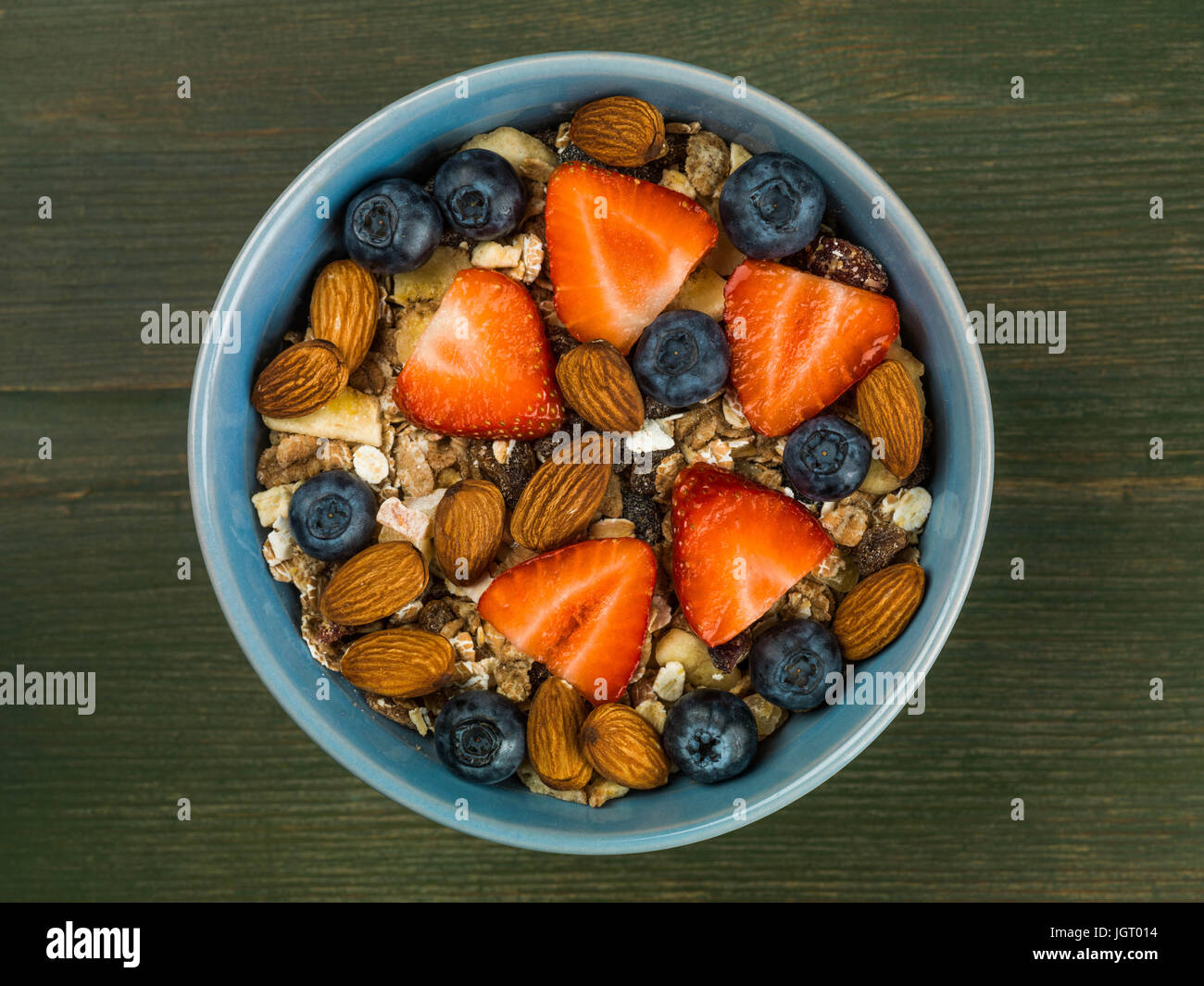 Breakfast Muesli Cereals With Strawberries and Blueberries Fruit