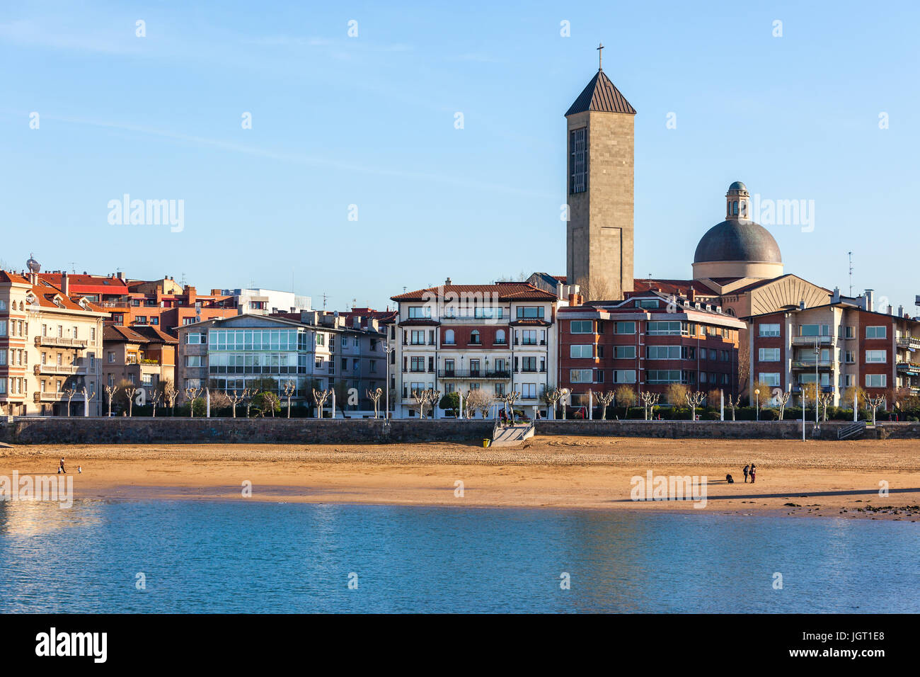 Las arenas of Getxo seafront and church. Basque country, The Northern Spain  Stock Photo - Alamy