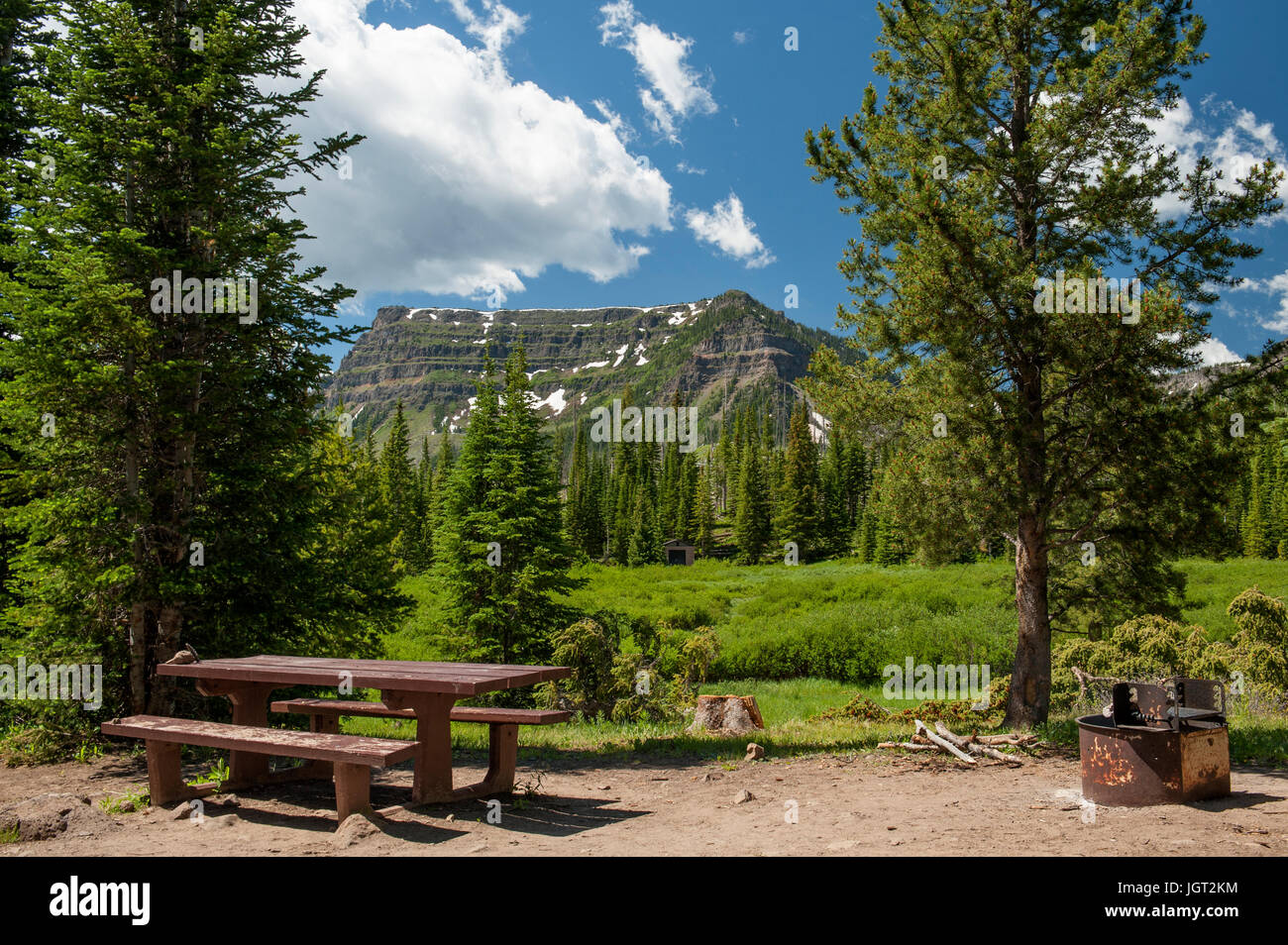 One of the camp sites at Trappers Lake in the White River National Forest near Meeker, Colorado. Stock Photo