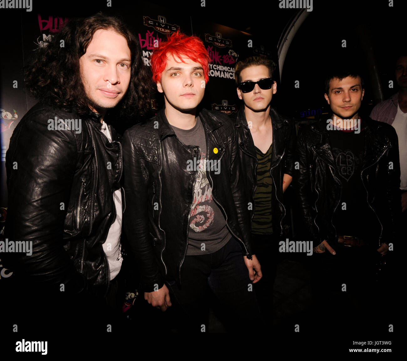 Ray Toro,Gerard Way,Mikey Way Frank Iero My Chemical Romance attend Stock Photo ...