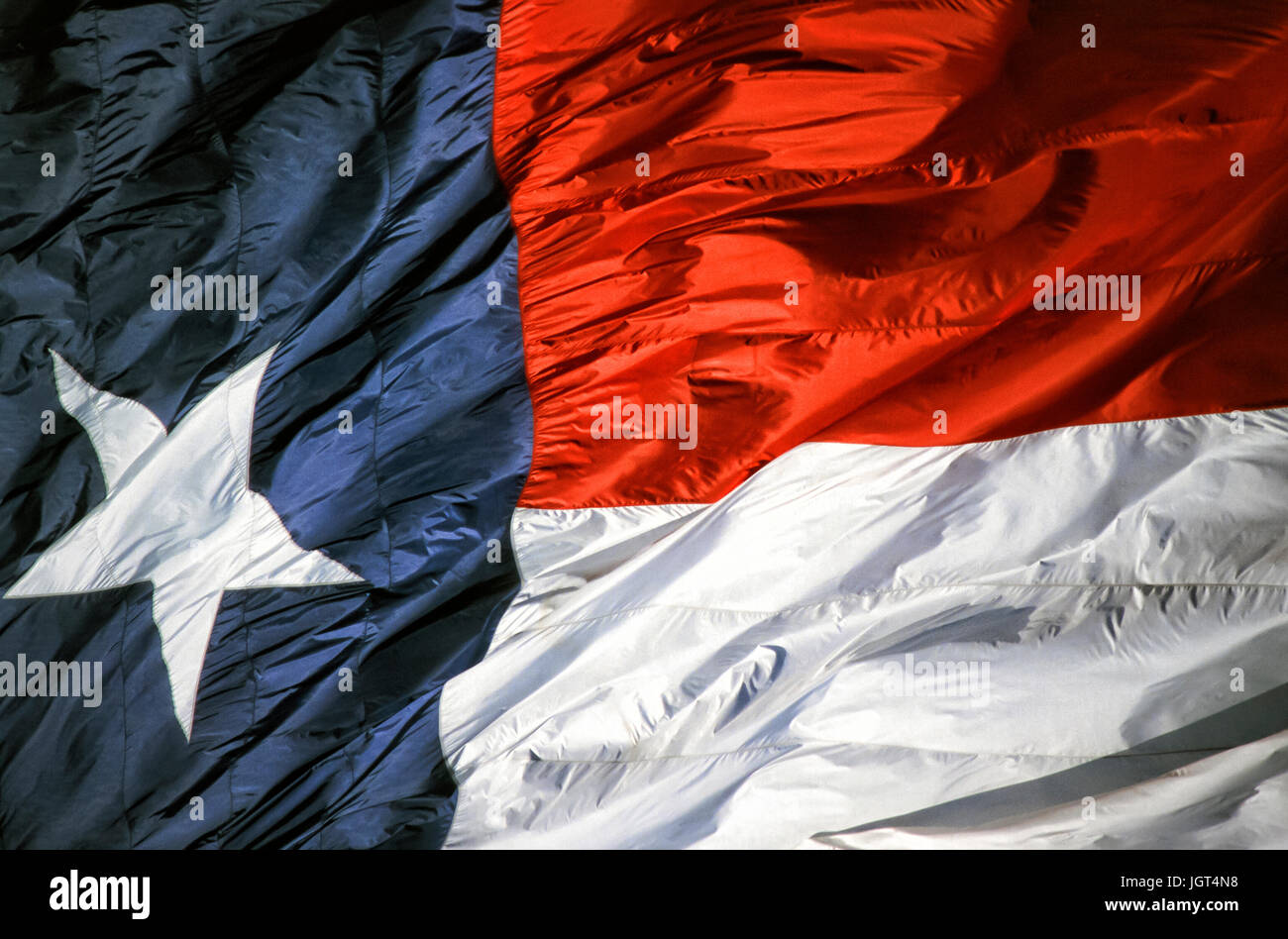 Closeup of the Texas state flag. Stock Photo