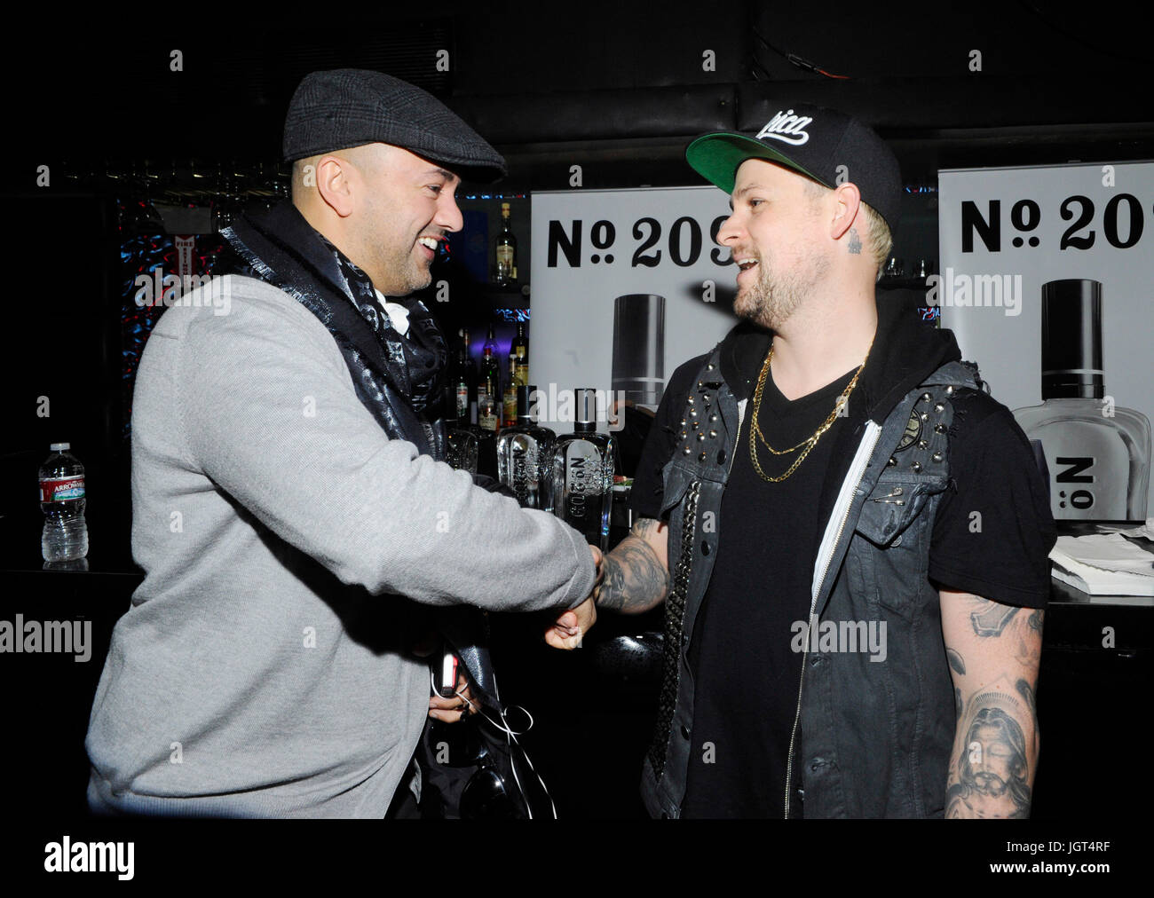 (L-R) RedOne Joel Madden attend BMI GRAMMY® Panel 'How I Wrote That Song' Key Club February 11,2012 West Hollywood. Stock Photo