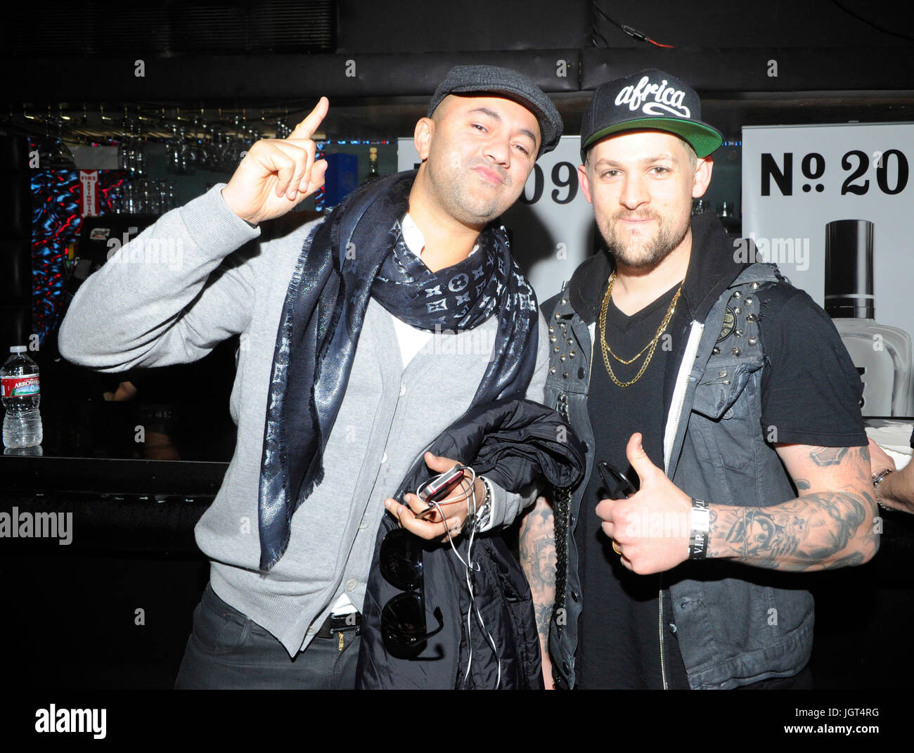 (L-R) RedOne Joel Madden attend BMI GRAMMY® Panel 'How I Wrote That Song' Key Club February 11,2012 West Hollywood. Stock Photo