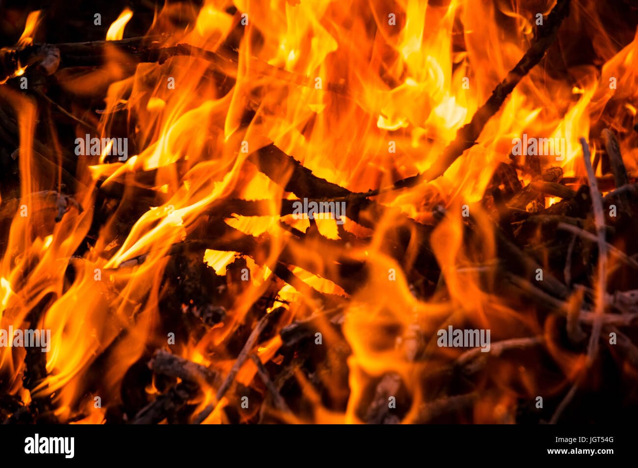 blaze fire flame texture background. a fire in the dark Stock Photo