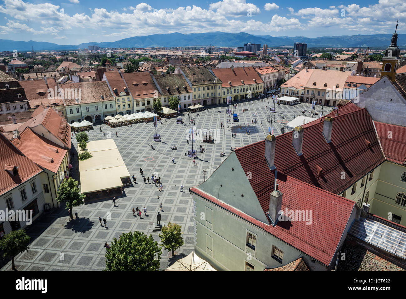 Sibiu, Transylvania, Romania central square at night time. Hermannstadt  city Stock Photo - Alamy