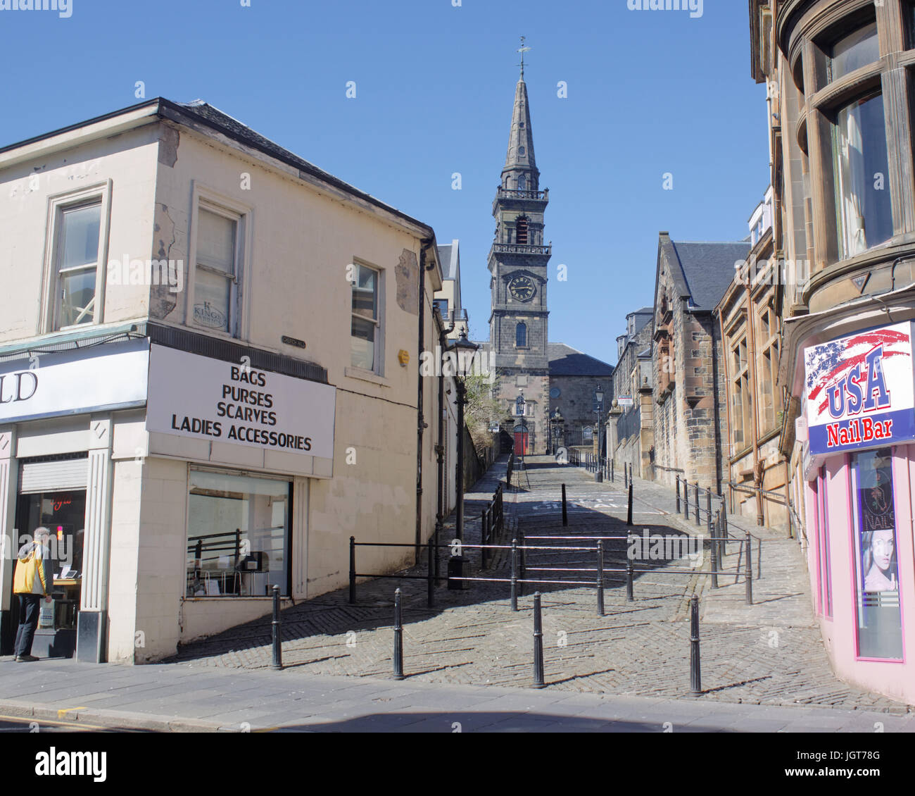 Paisley Scotland Wynd Oakshaw viewed from the high street Stock Photo