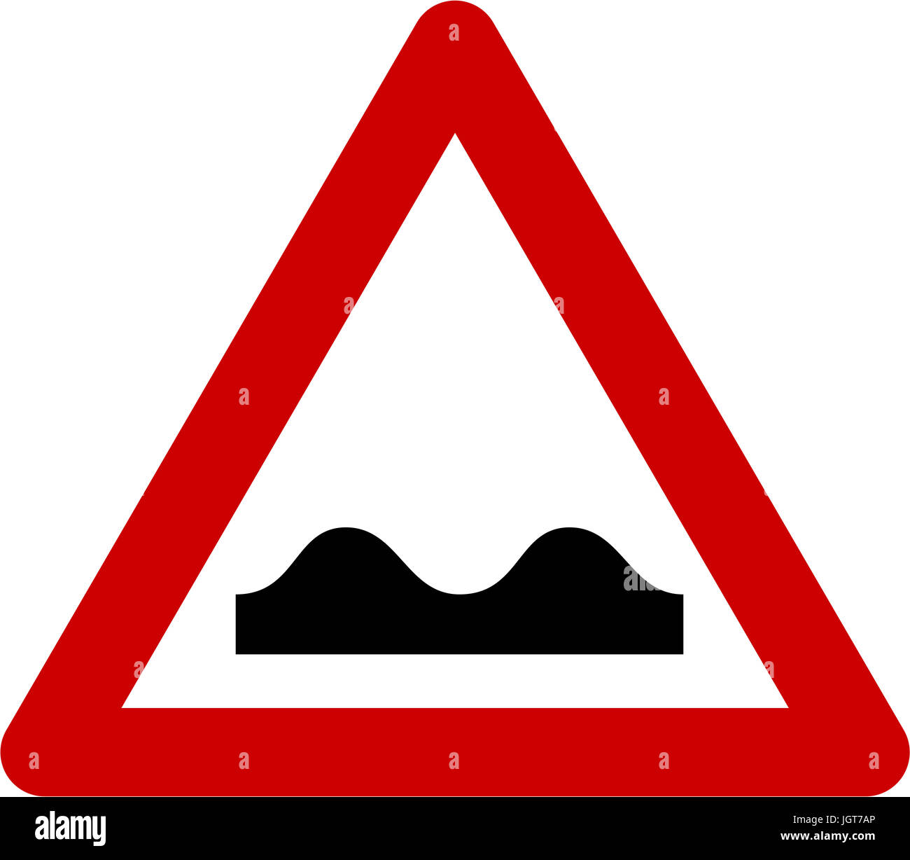 Warning sign with road bumps symbol Stock Photo