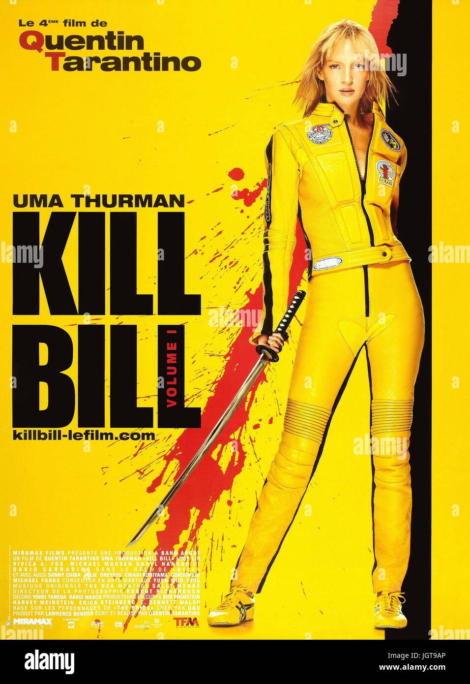 Kill Bill : Vol. 1  Year : 2003 USA  Director : Quentin Tarantino  Uma Thurman  Movie poster (Fr).  It is forbidden to reproduce the photograph out of context of the promotion of the film. It must be credited to the Film Company and/or the photographer assigned by or authorized by/allowed on the set by the Film Company. Restricted to Editorial Use. Photo12 does not grant publicity rights of the persons represented. Stock Photo