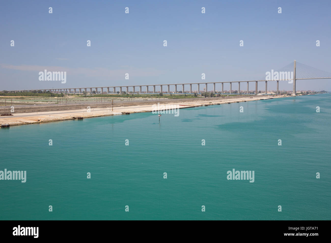The Suez Canal Bridge on the west bank at El-Qantara Stock Photo