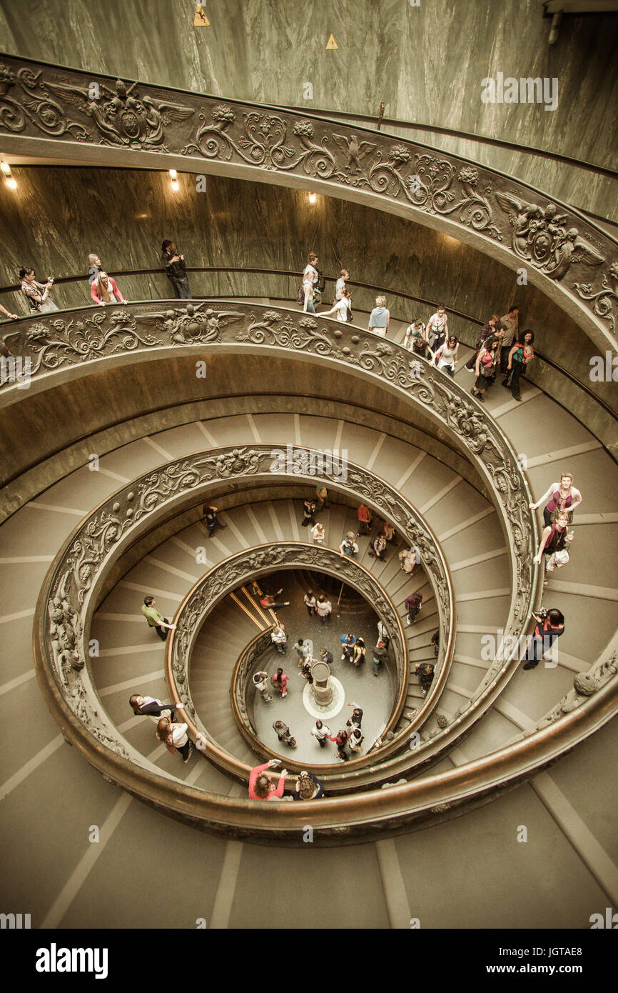 Spiral staircase to Vatican Museum, Vatican, Rome, Lazio, Italy, Europe Stock Photo