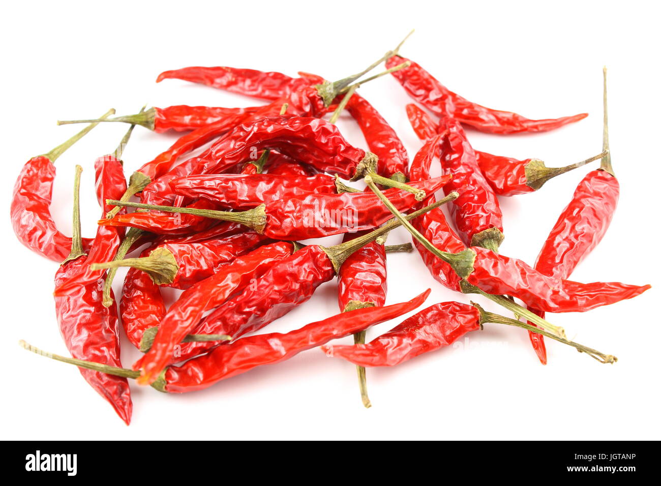 dried thai chili peppers isolated on a white background as a food