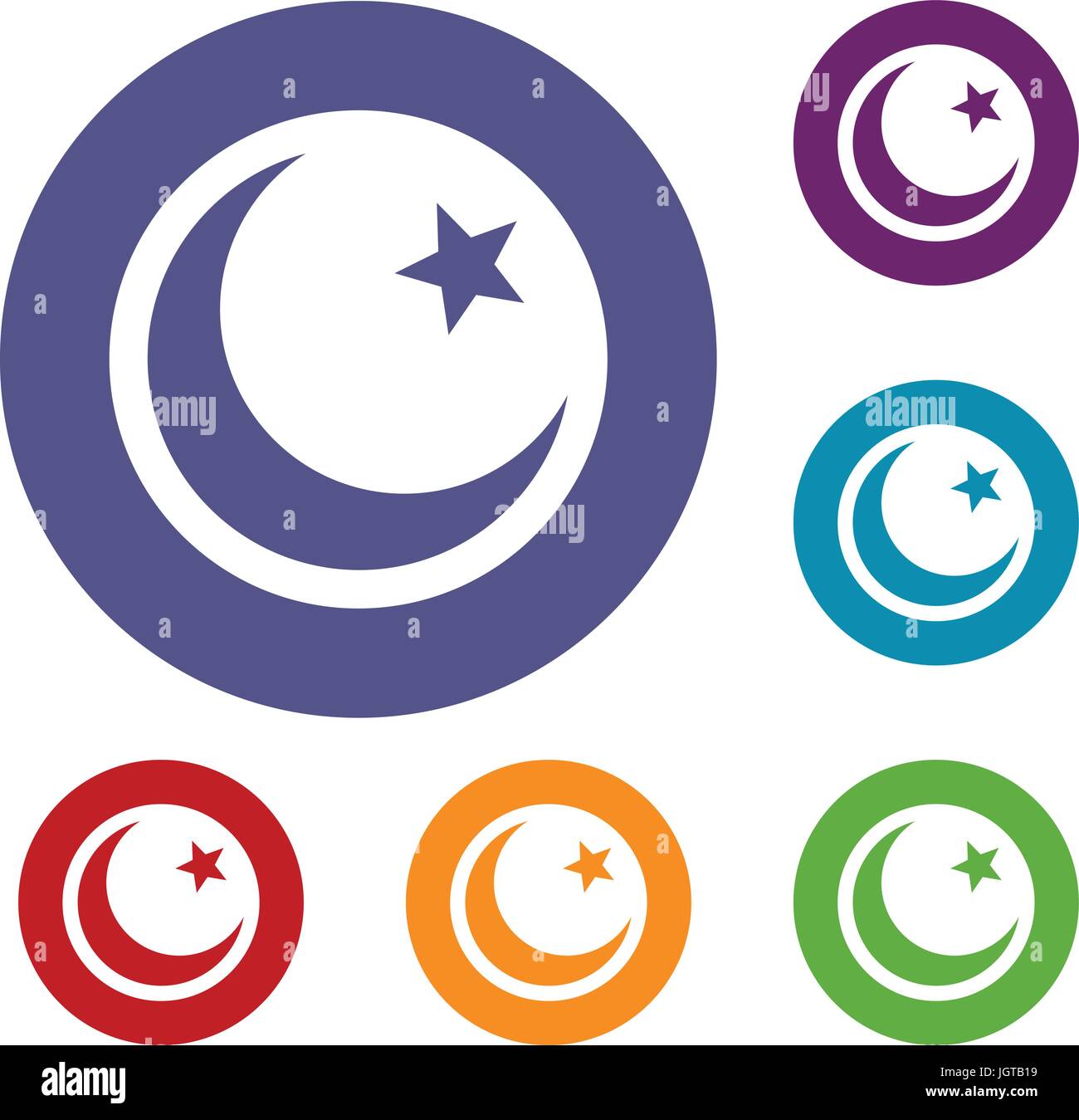 Crescent and star icons set Stock Vector Image & Art - Alamy