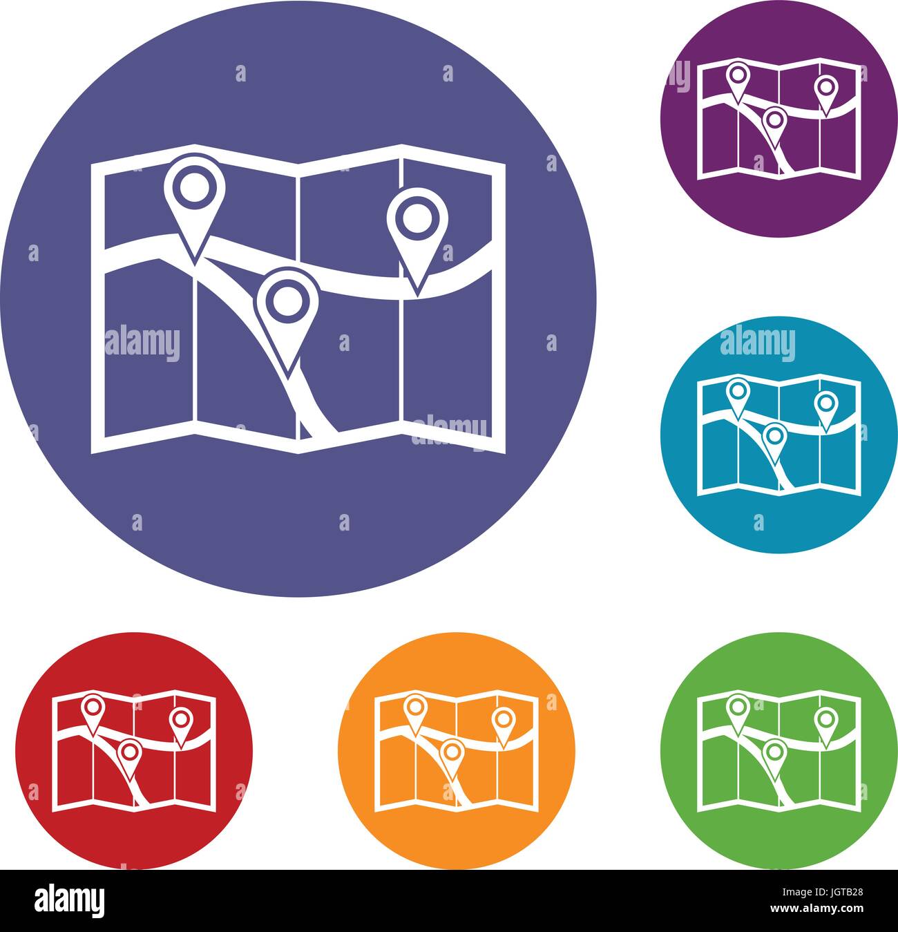 Map with pin pointers icons set Stock Vector Image & Art - Alamy