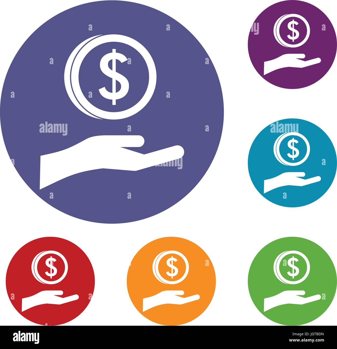 Hand and dollar coin icons set Stock Vector Image & Art - Alamy