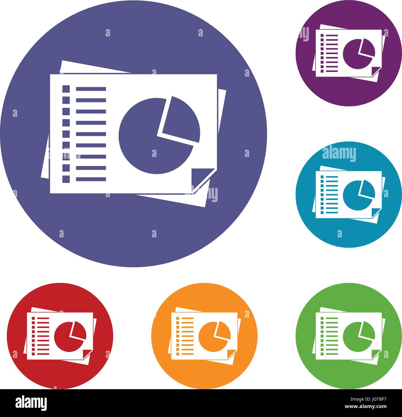 Sheets of paper with charts icons set Stock Vector Image & Art - Alamy