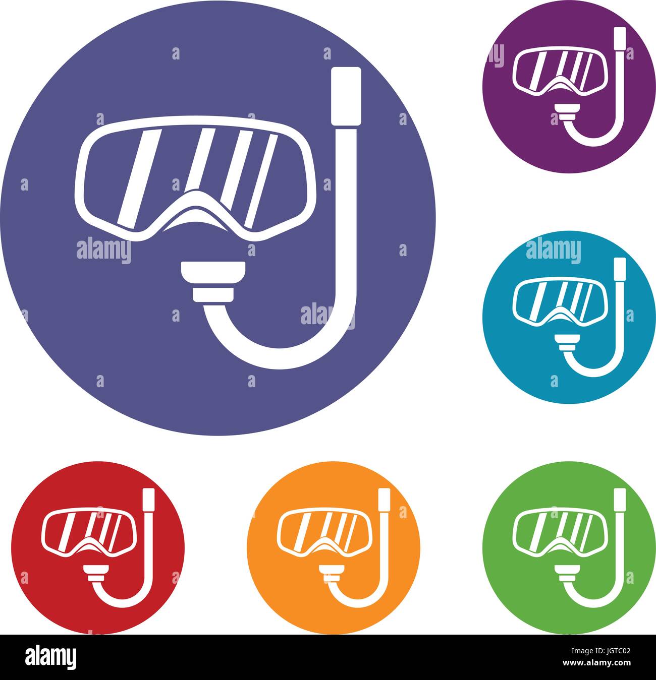 Goggles and tube for diving icons set Stock Vector Image & Art - Alamy