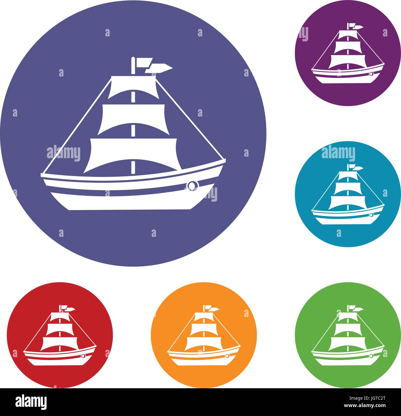 Boat with sails icons set Stock Vector Image & Art - Alamy
