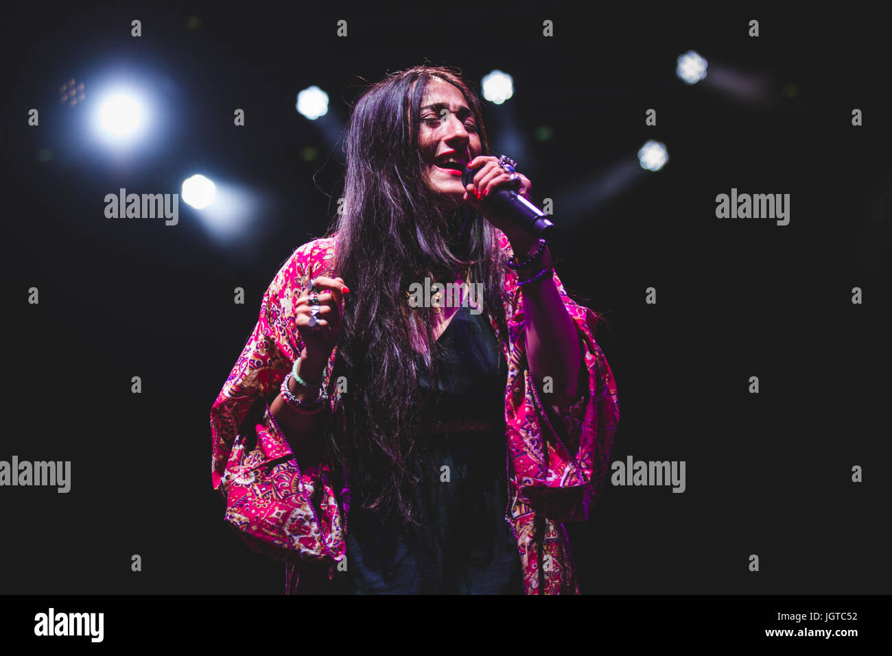 The singer and songwriter Hindi Zahra performing live on stage for her