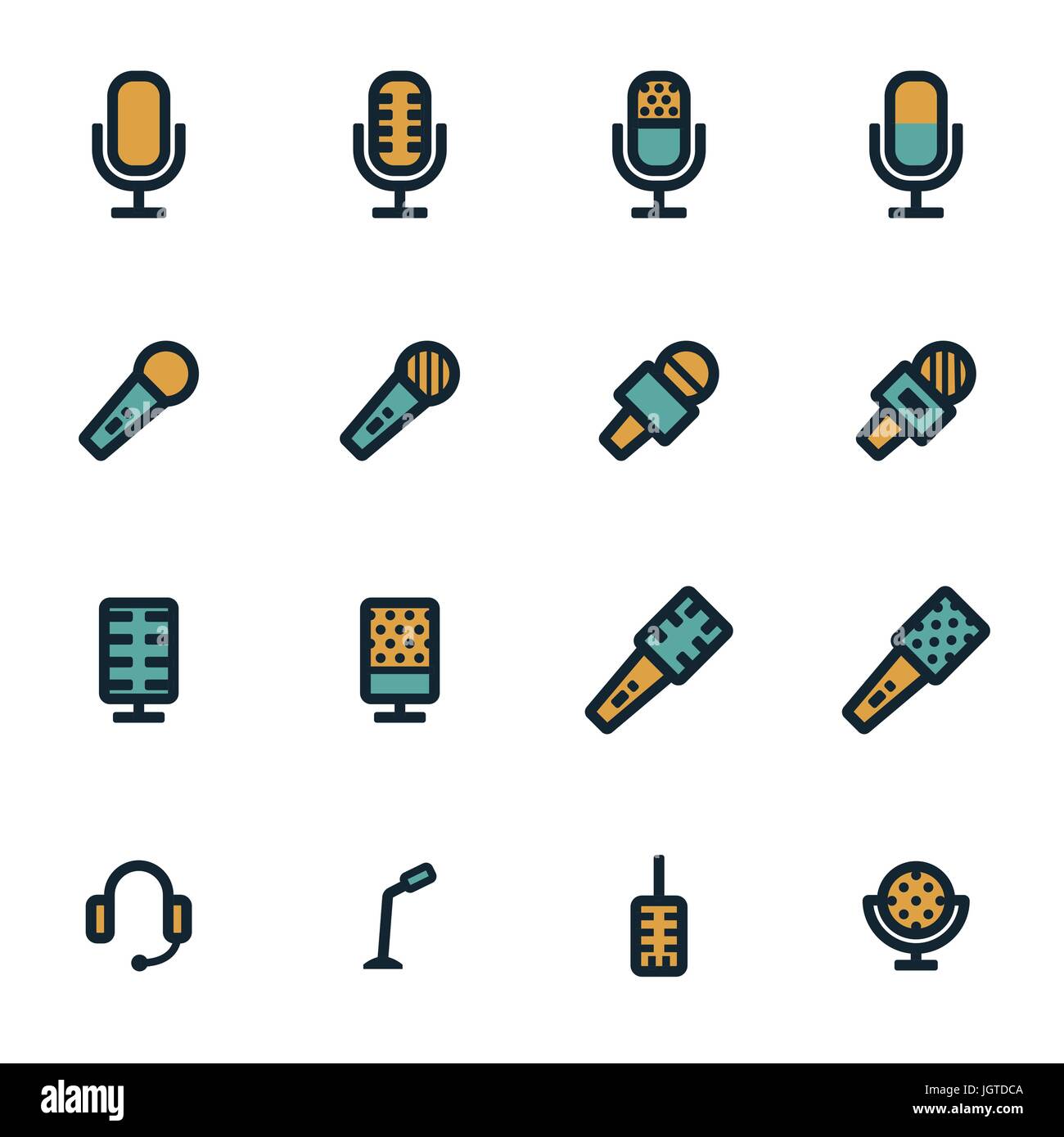 Vector flat microphone icons set on white background Stock Vector Image ...