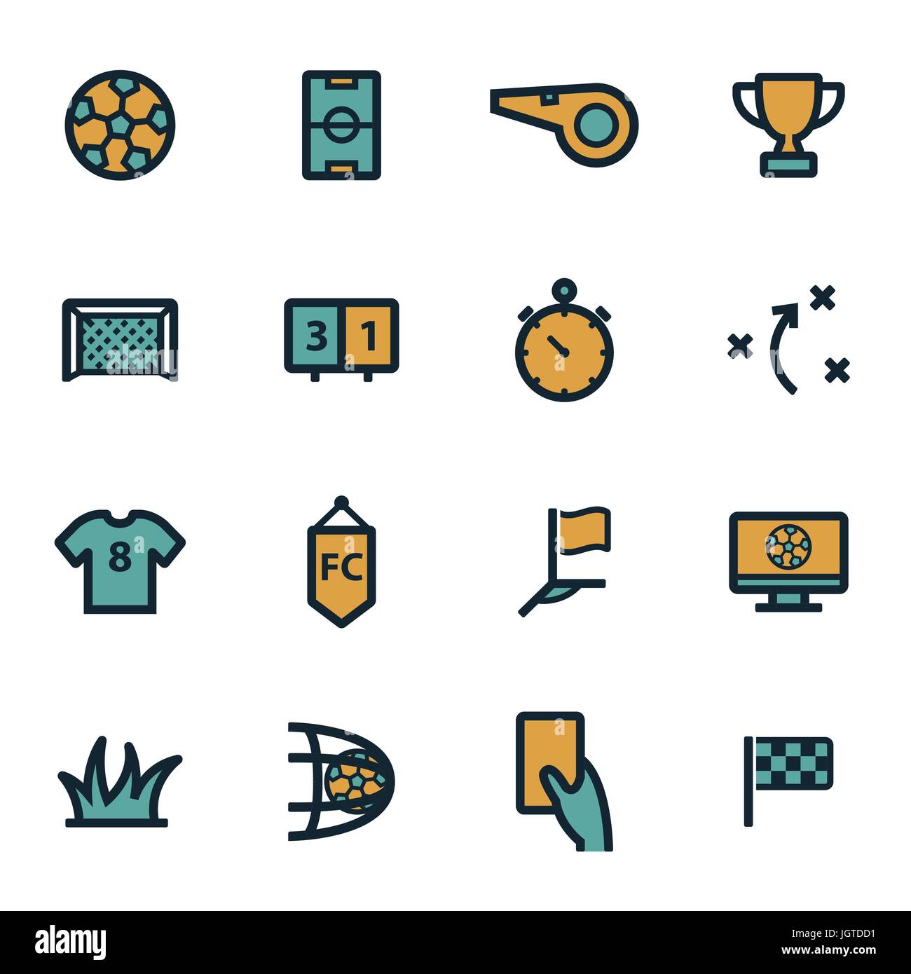 Vector flat soccer icons set on white background Stock Vector Image ...