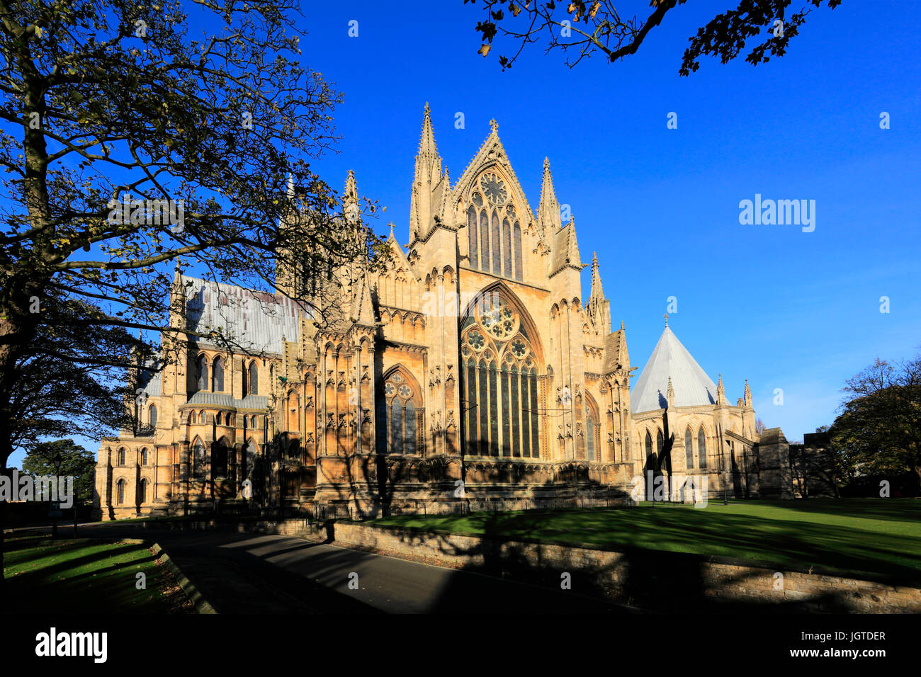 Autumn colours over Lincoln cathedral, Lincoln City, Lincolnshire County, England, UK Stock Photo