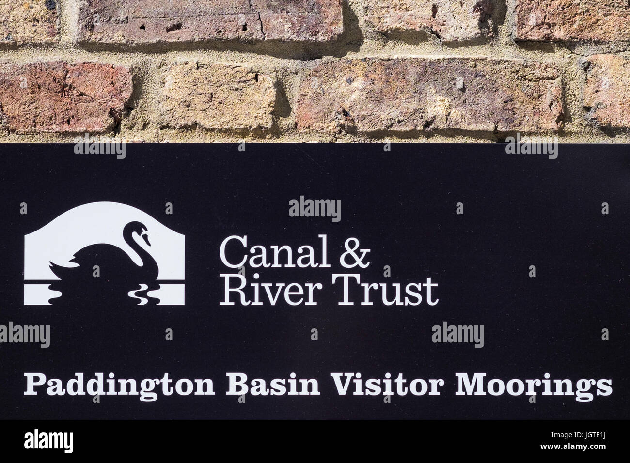 Canal & River Trust sign at Paddington Basin, London,England, U.K. Stock Photo