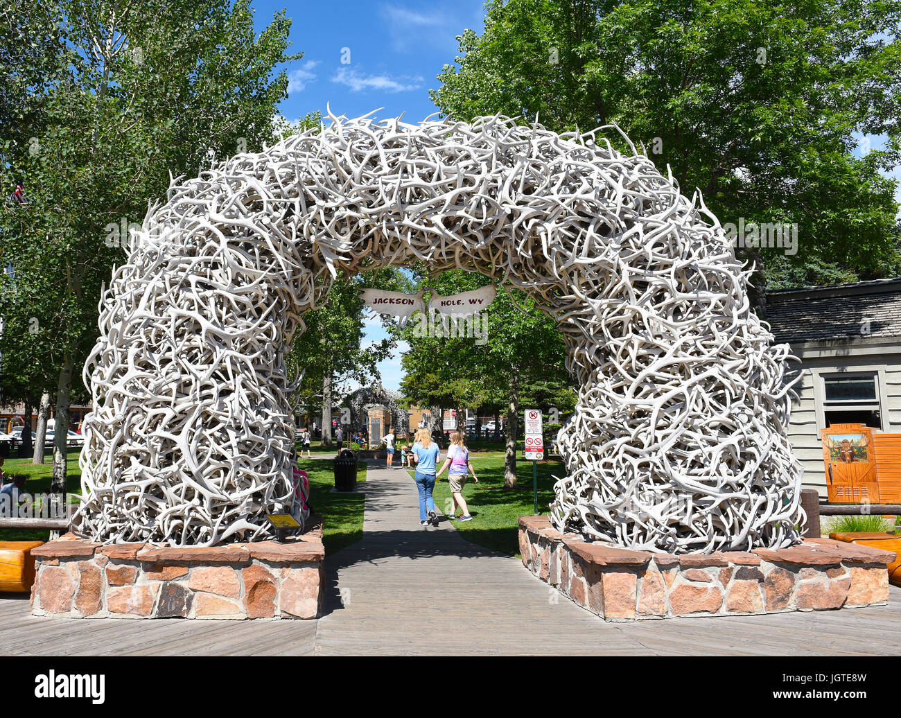 JACKSON HOLE, WYOMING JUNE 26, 2017 Town Square Antler Arch. There