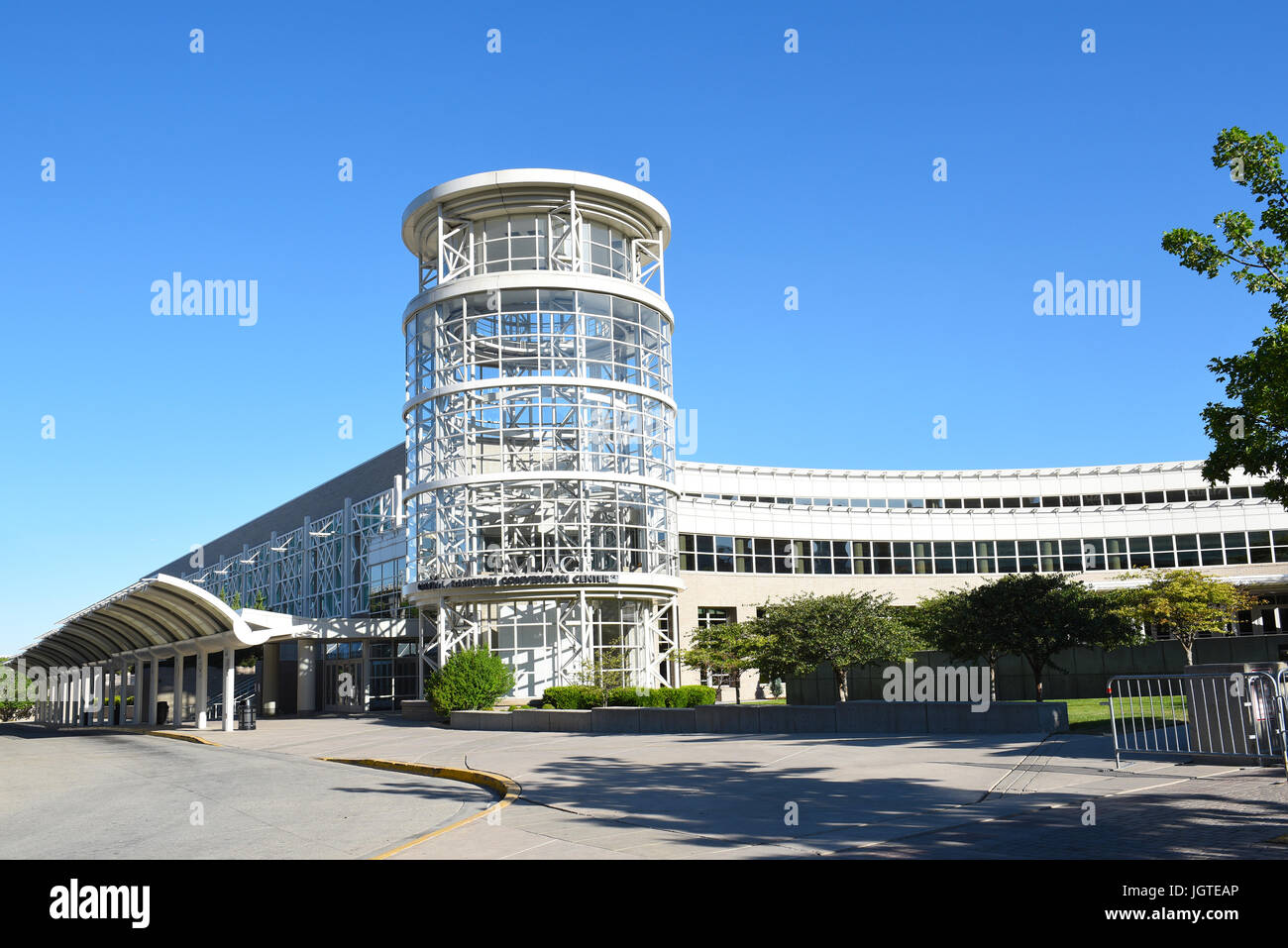 SALT LAKE CITY, UTAH - JUNE 29, 2017: The Calvin L. Rampton Salt Palace Convention Center. Named after Utahs 11th governor, it is commonly called the  Stock Photo