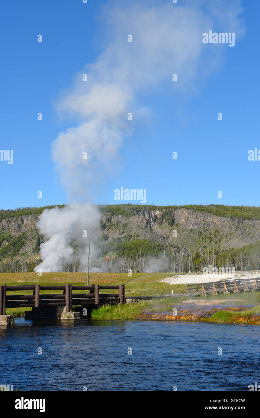 Bridge Park Over Rivers Firehole river bridge midway hi-res stock photography and images - Alamy