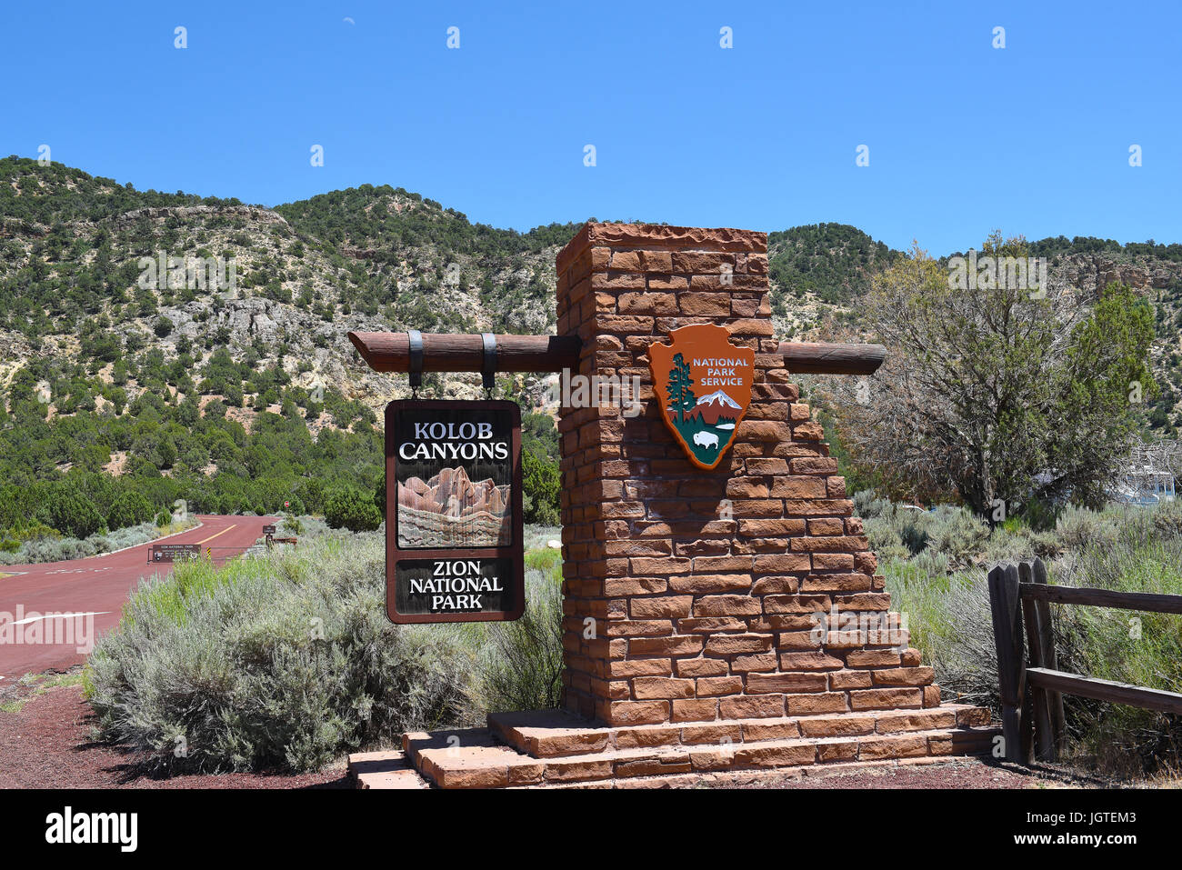 KOLOB CANYONS, ZION, UTAH JUNE 29, 2017 Kolob Canyons Sign. A five