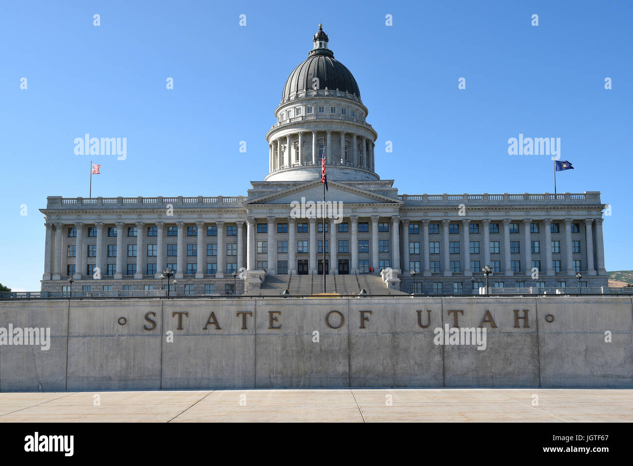 SALT LAKE CITY, UTAH - JUNE 28, 2017: Utah State Capitol building south side. In 1888, the city donated the land, called Arsenal Hill, to the Utah Ter Stock Photo