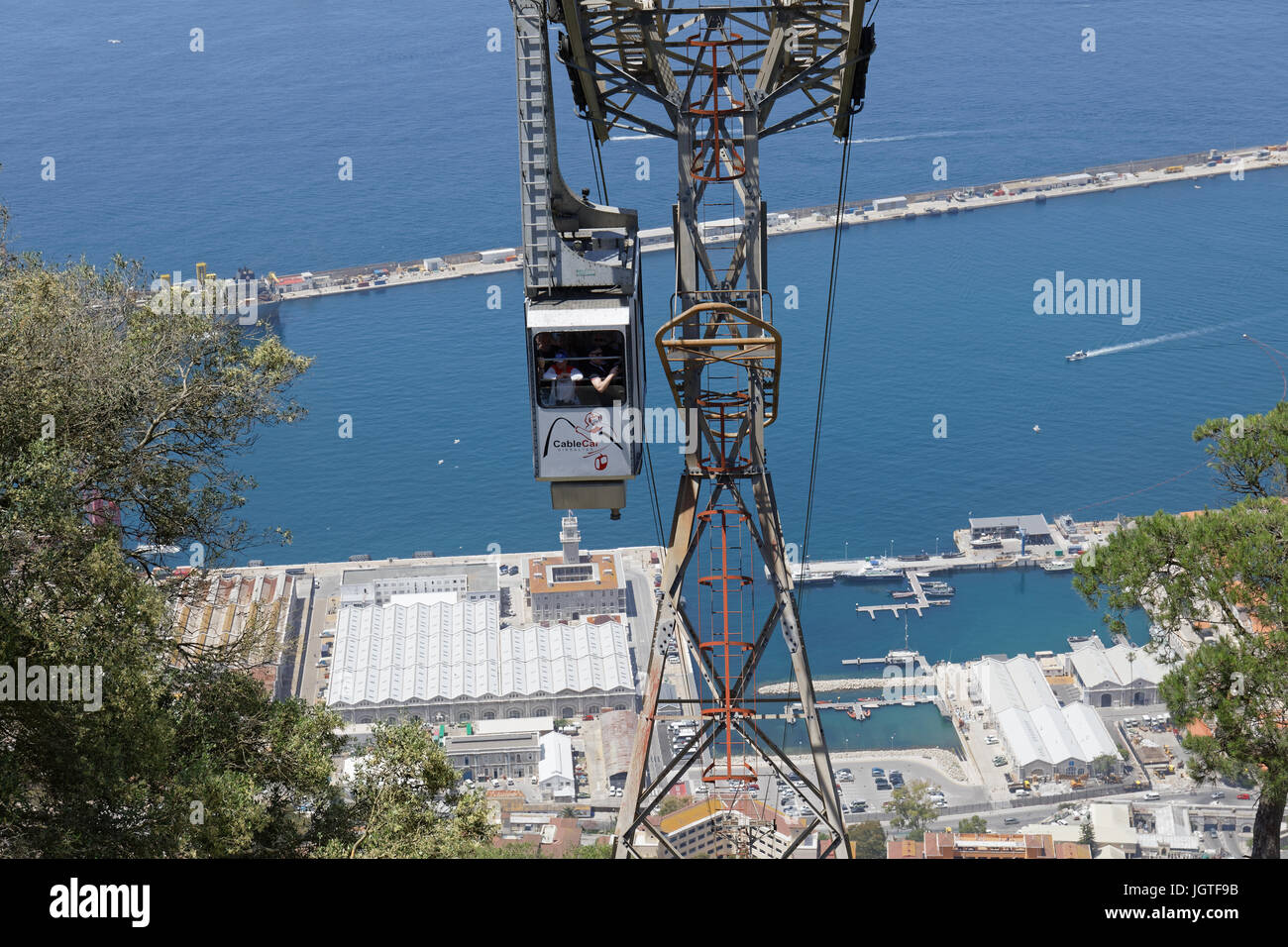 The cable car at Gibraltar, approaching the summit Stock Photo Alamy
