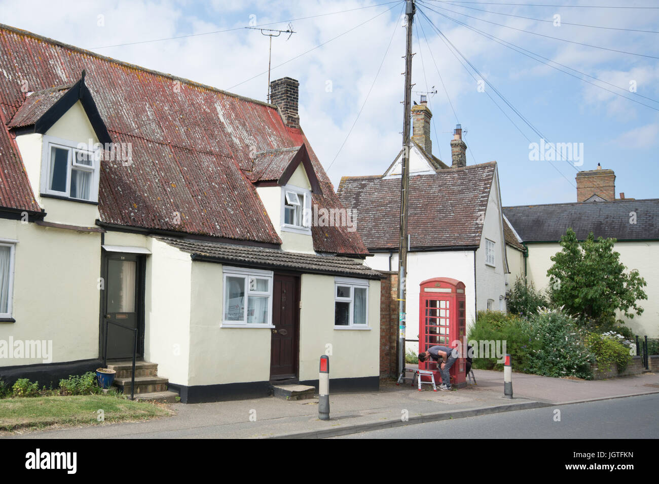 Repairing old telephone box Stock Photo Alamy