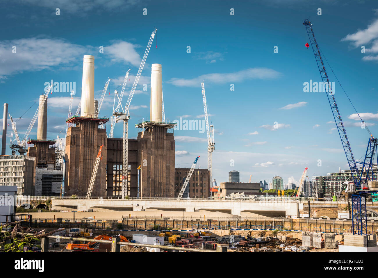 The new Battersea Power Station housing development under construction