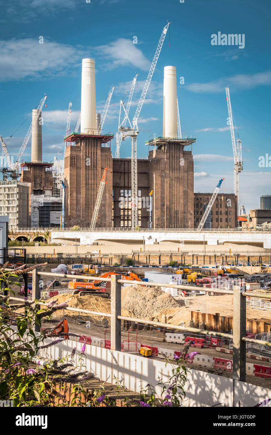 The new Battersea Power Station housing development under construction