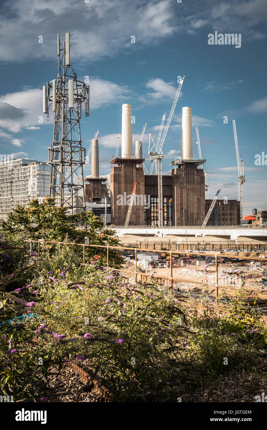 The new Battersea Power Station housing development under construction