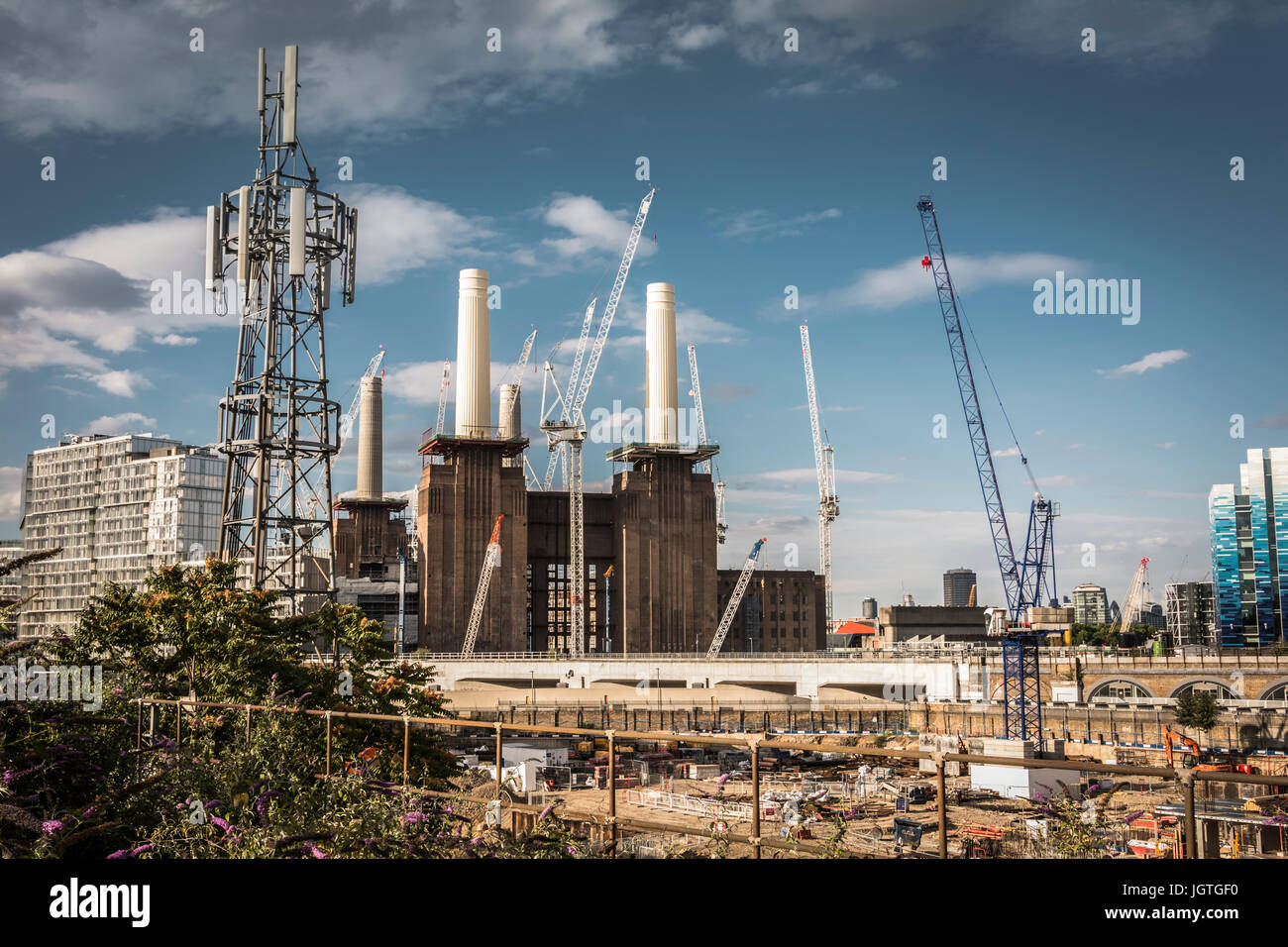 The new Battersea Power Station housing development under construction